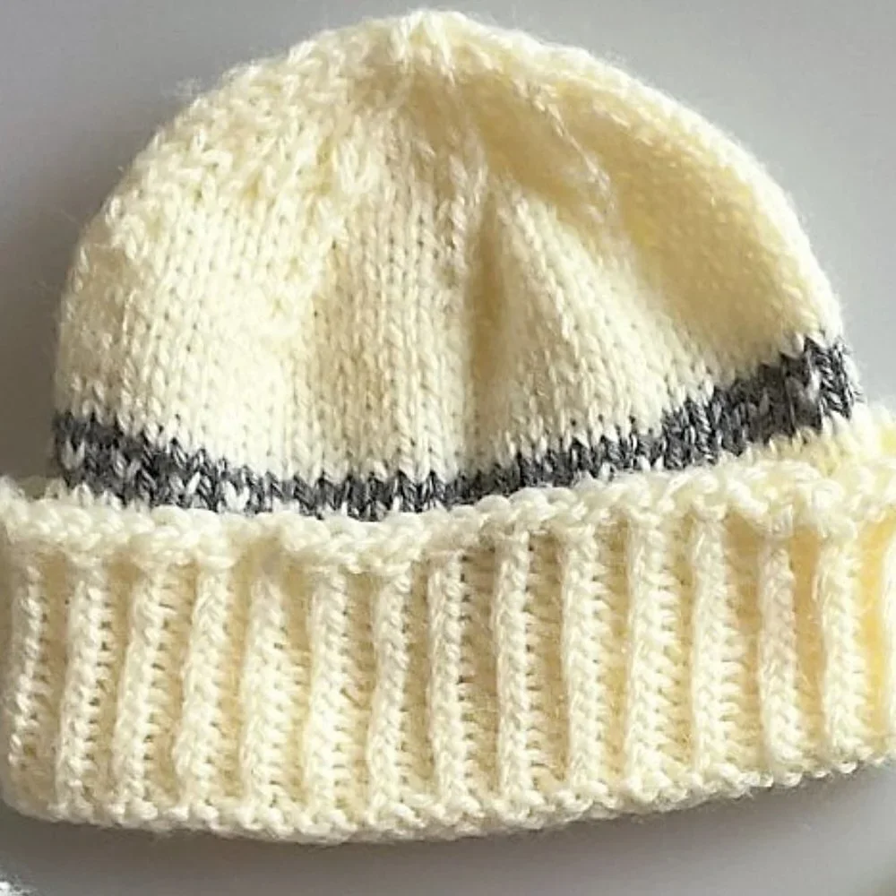 Lot of 3 Handmade Knit & Crochet Baby Beanie Hats – Unisex